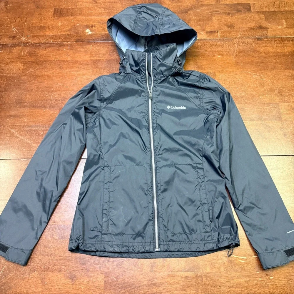 Columbia Womens Lightweight Hooded Rain Jacket‎ Omni-Shield Black Size S